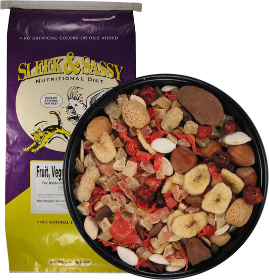 SLEEK & SASSY Fruit, Veggie, Nut Parrot Treat Perfect for Large Conures, Amazons, African Greys