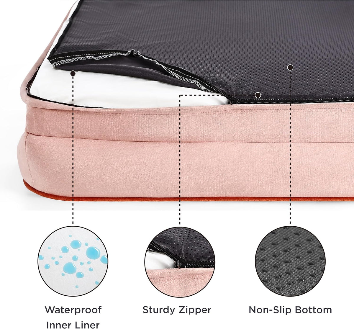 Bedsure Orthopedic Dog Bed Medium Size Dogs - Washable Medium Dog Cat Bed Waterproof, Comfort Pet
