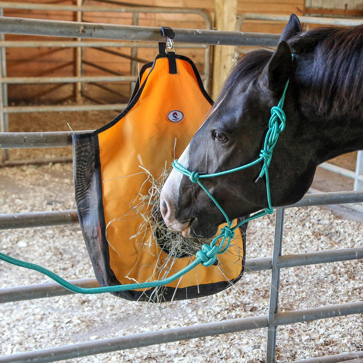 Majestic Ally 1200 D Hay Feeder Tote Bag for Horses, Sheep with Reflective Trim- Reduces Waste
