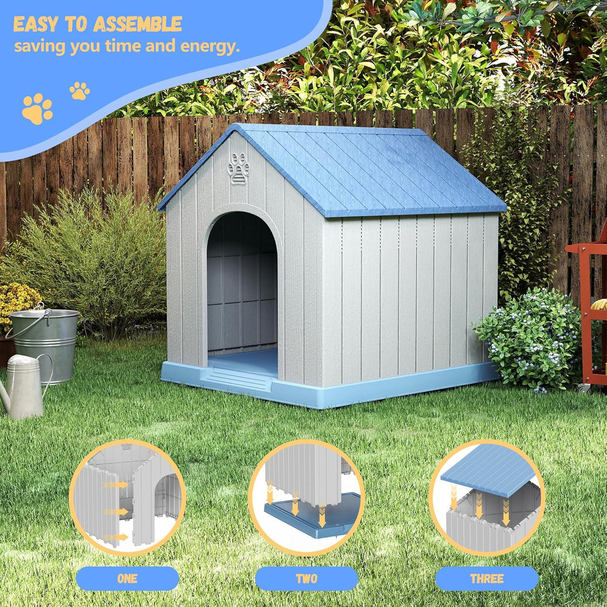 DRATO Dog Houses Resin Small Indoor Outdoor Dog Kennel for All-Weather Use Cozy Shelter for Small