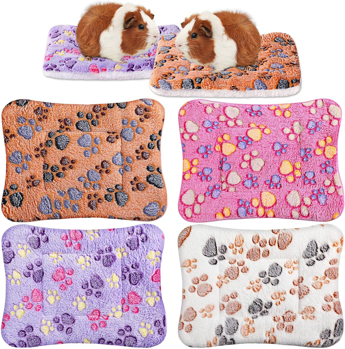 4 Pack Ultra Soft Dog Cat Bed Mat with Cute Prints Reversible Fleece Dog Crate Kennel Pad Cozy