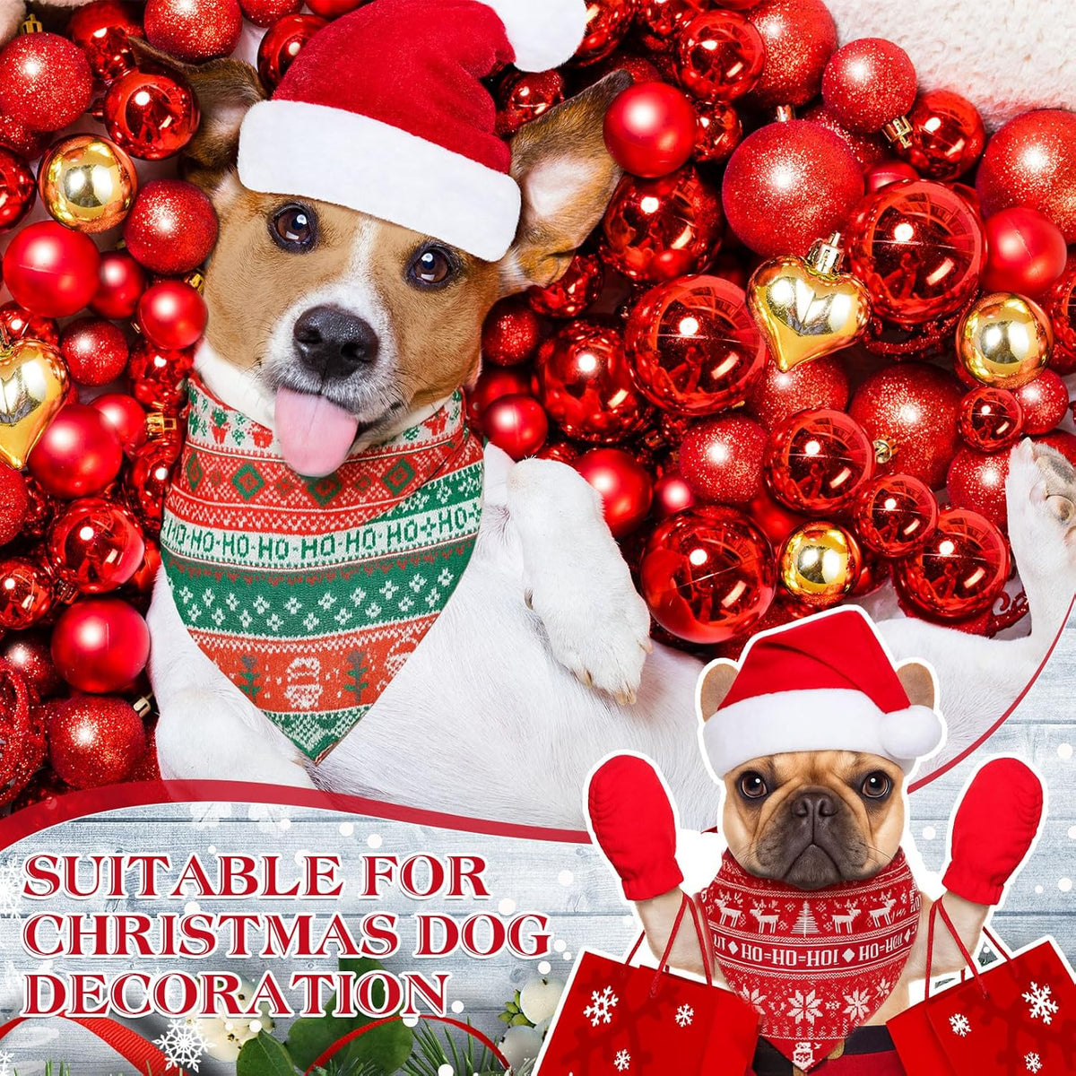 Weewooday 50 Pcs Christmas Bandanas for Dogs Xmas Bandanas Bulk with Ugly Sweater Patterns Soft