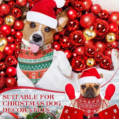 Weewooday 50 Pcs Christmas Bandanas for Dogs Xmas Bandanas Bulk with Ugly Sweater Patterns Soft