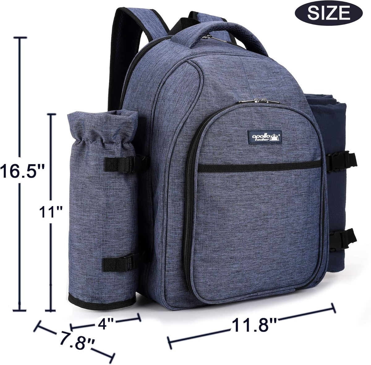 Apollo Walker Picnic Backpack Bag for 2 Person with Cooler Compartment, Detachable Bottle/Wine