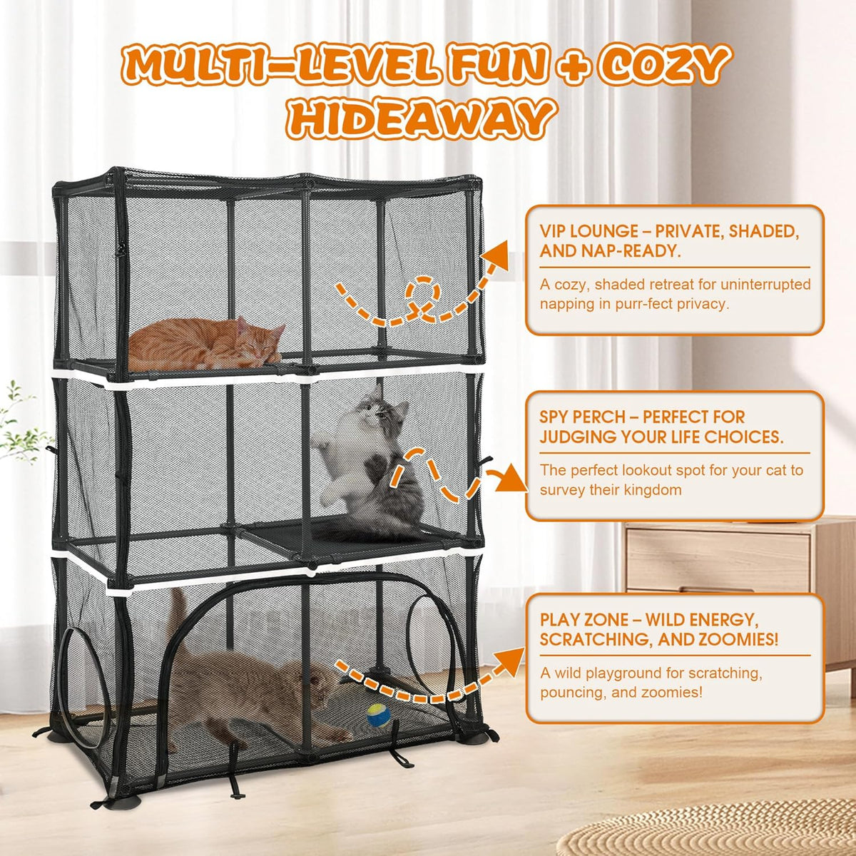 Catio Outdoor Cat Enclosure for Cats & Small Animals, Pet Playpen Cat Climber with Removable Pet