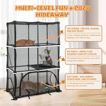Catio Outdoor Cat Enclosure for Cats & Small Animals, Pet Playpen Cat Climber with Removable Pet