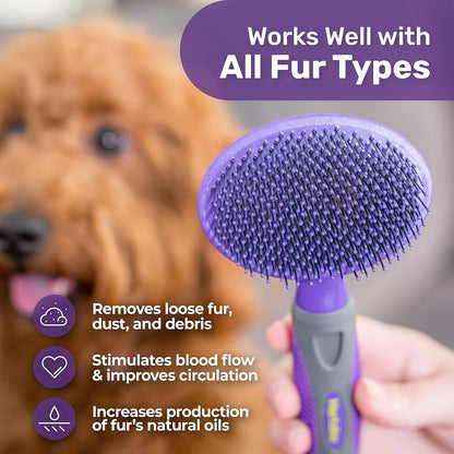 Hertzko Dog Brush - Soft Pin Bristle Pet Brush for Dogs and Cats - Remove Fur, Loose Hair - Comb