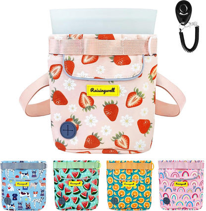 Dog Treat Pouch for Pet Walking and Training with Clicker 2 Cup Silicone Bag Small Fanny Pack