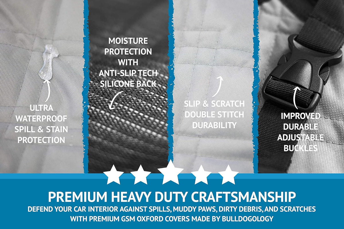 Bulldogology Dog Car Seat Cover Waterproof Heavy Duty Bench Dog Hammock Backseat Protector from