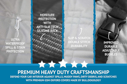 Bulldogology Dog Car Seat Cover Waterproof Heavy Duty Bench Dog Hammock Backseat Protector from