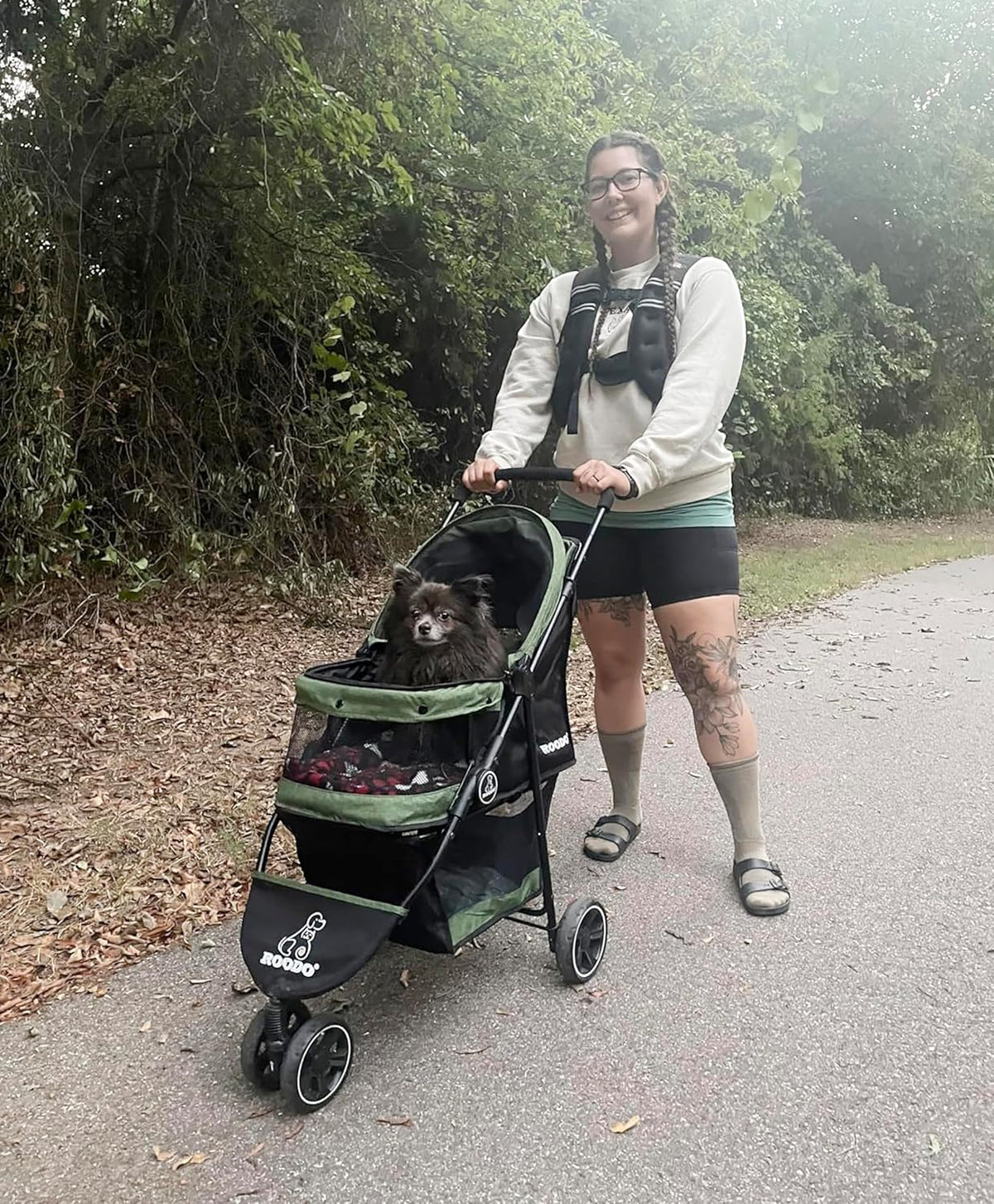 ROODO 3 Wheel Pet Stroller Best Lightweight Foldable Compact Portable Jogger All Terrain Travel Pet