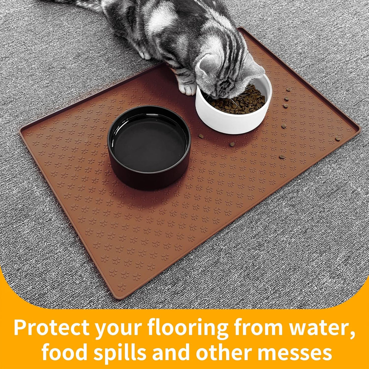 Ptlom Pet Placemat for Dog and Cat, Waterproof Silicone Pet Feeding Bowl Mats for Food and Water