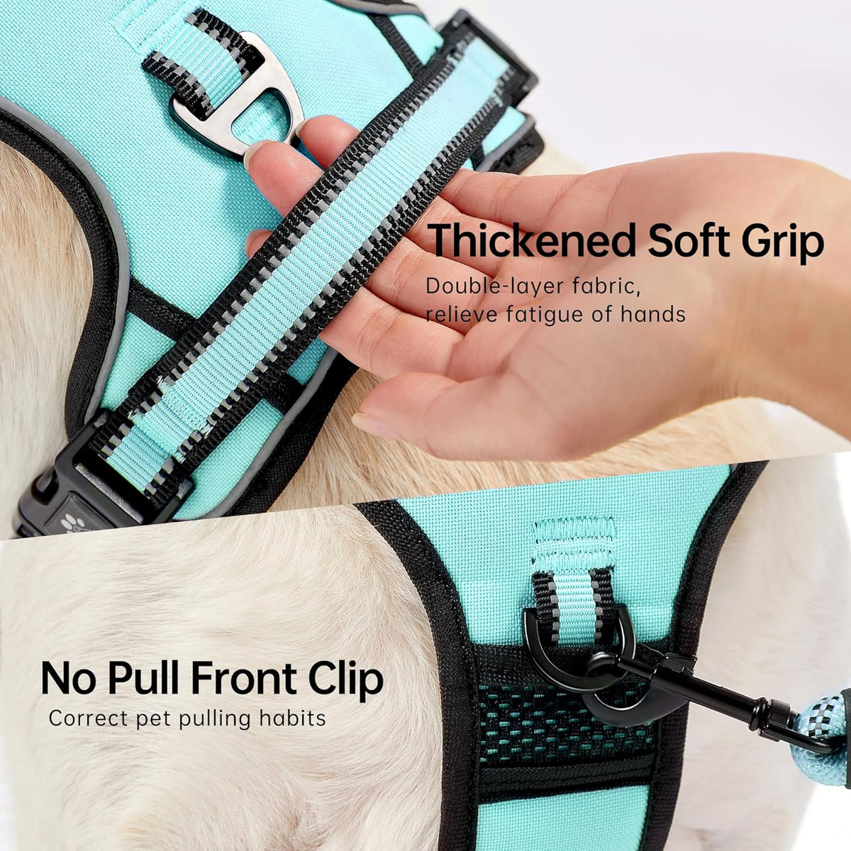 NESTROAD No Pull Dog Harness,Adjustable Oxford Dog Vest Harness with Leash,Reflective No-Choke Pet