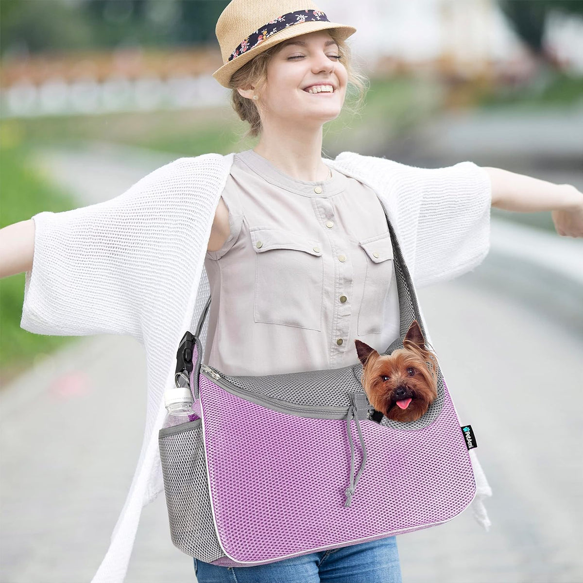 PetAmi Small Dog Sling Carrier, Soft-Sided Crossbody Puppy Carrying Purse Bag, Adjustable Sling Pet