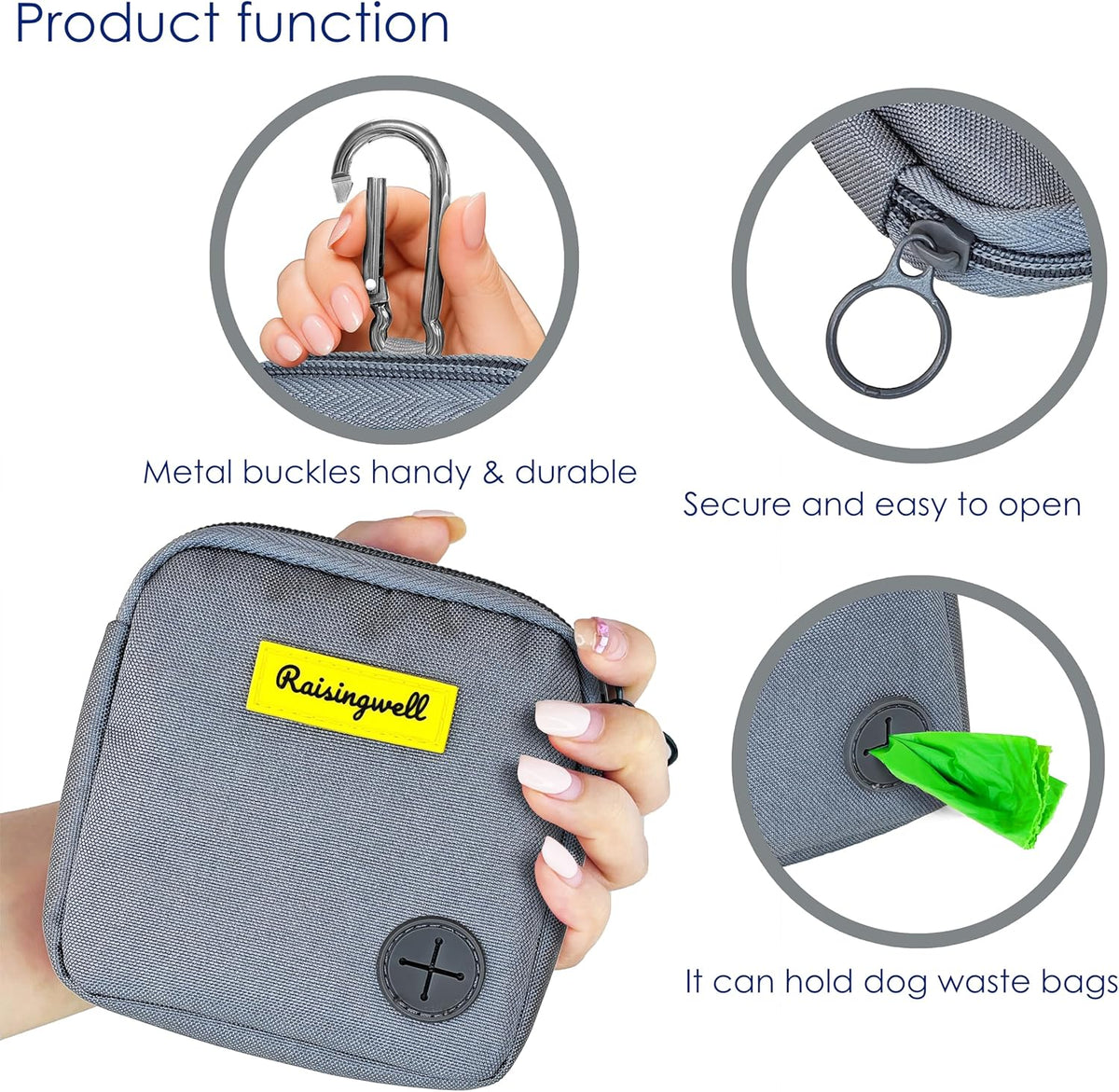 Dog Treat Pouch for Pet Walking and Training with Clicker Poop Bags Small Fanny Zipper Pack Holder