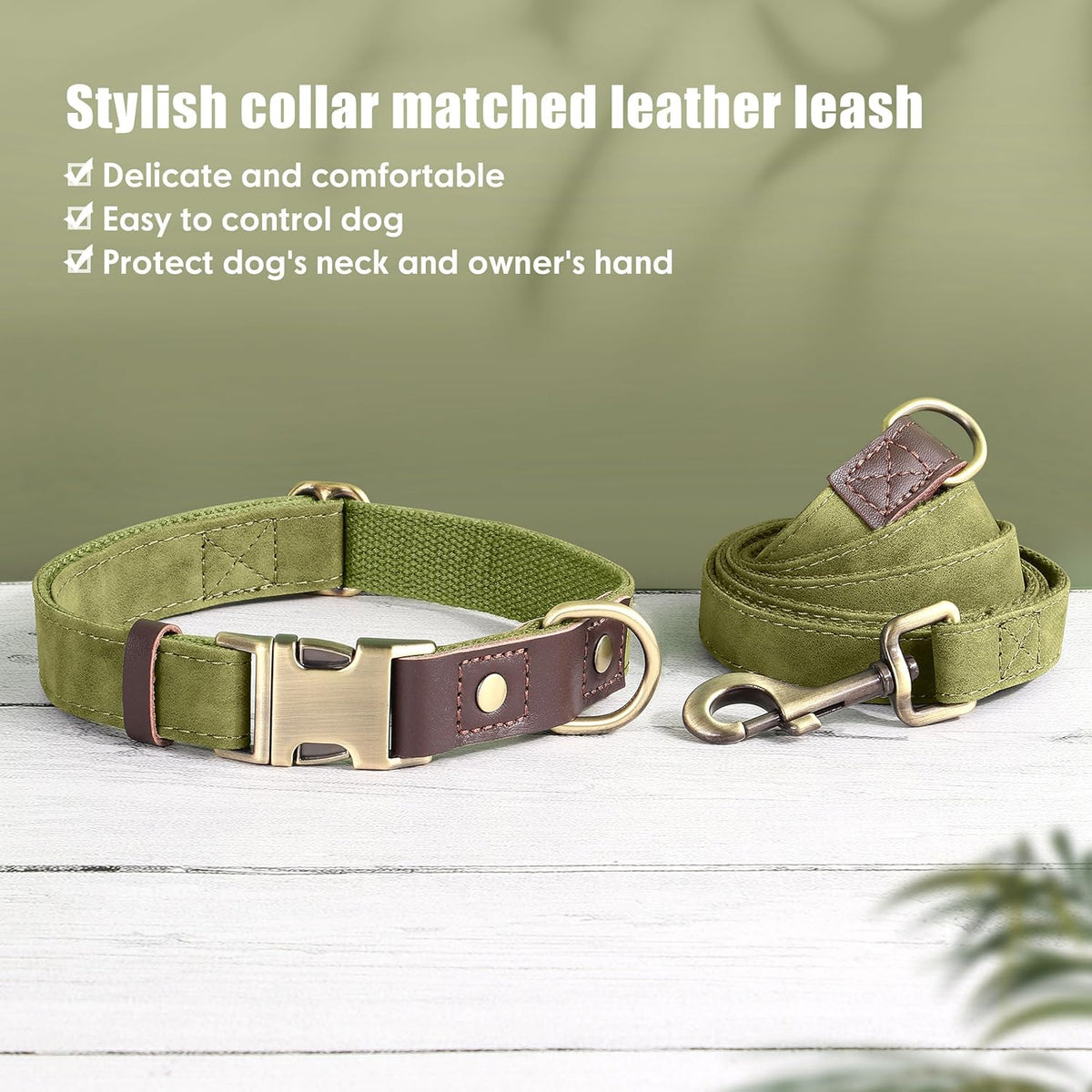 Didog Soft PU Leather Dog Collars for Medium Dogs,Classic Adjustable Dog Collars with Quick Release
