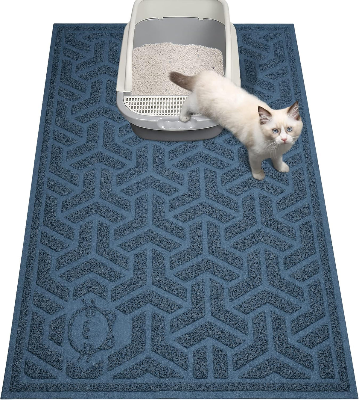 UPSKY Cat Litter Mat, Litter Trapping Mat Soft on Kitty Paws, Large Litter Box Mat 35" x 24"