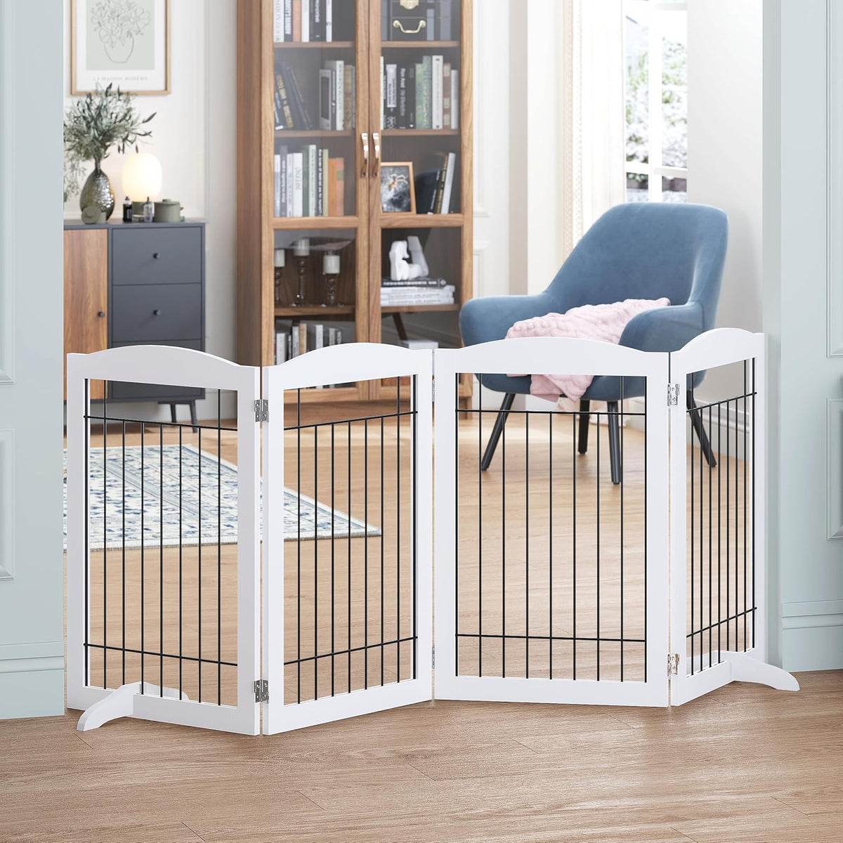 Spirich Free Standing Foldable Wire Pet Gate for Dogs, 80 inches Extra Wide, 30 inches Tall 4