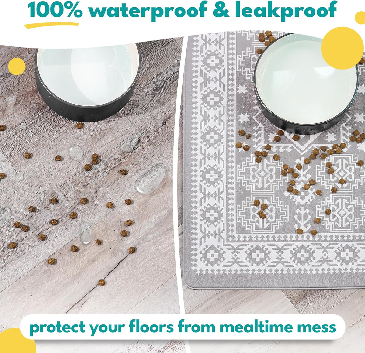 NALALAS Large Dog Mat for Food and Water, Cat Feeding Mat | Large Waterproof Dog Bowl Mat |
