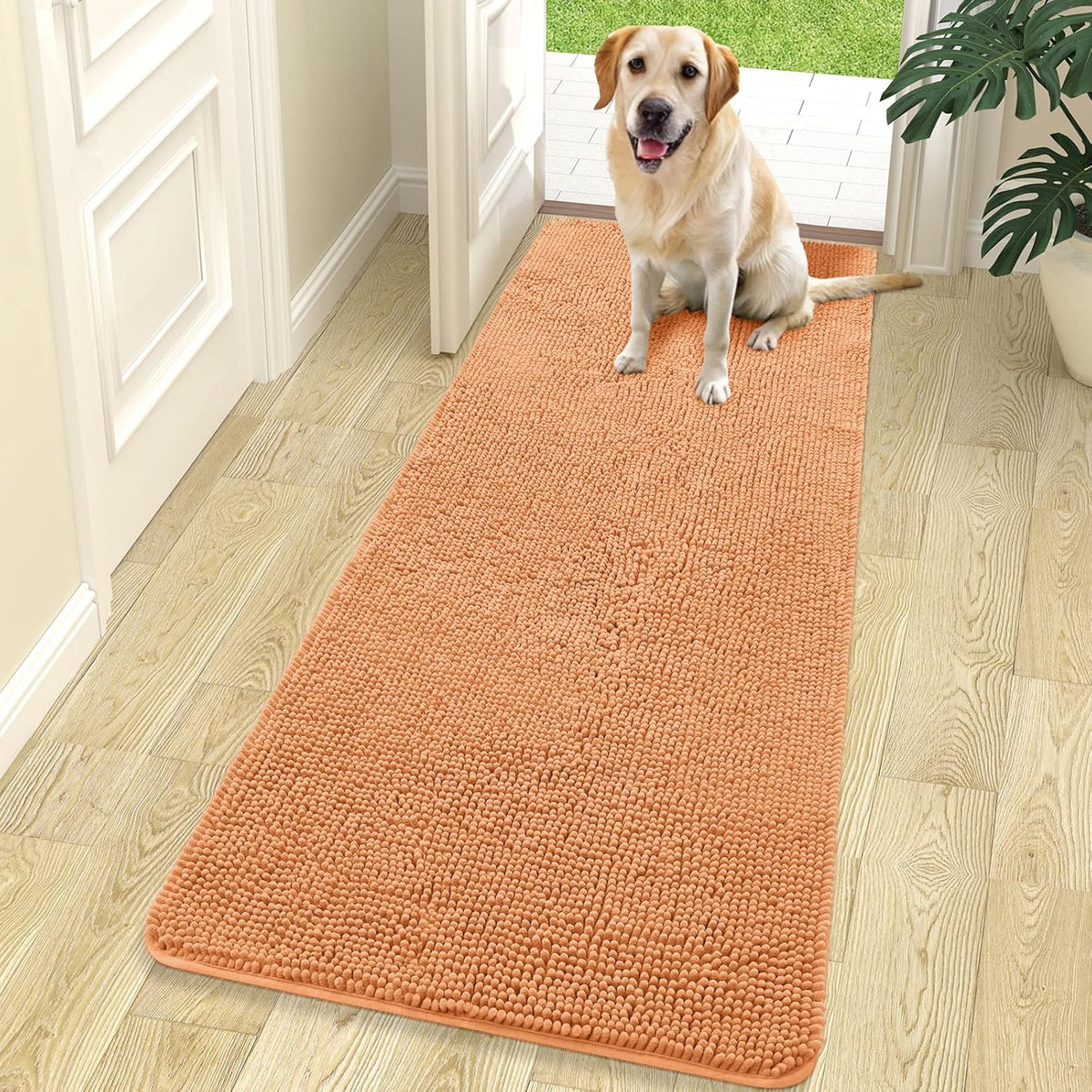 OLANLY Dog Door Mat for Muddy Paws 70x24, Absorbs Moisture and Dirt, Absorbent Non-Slip Washable