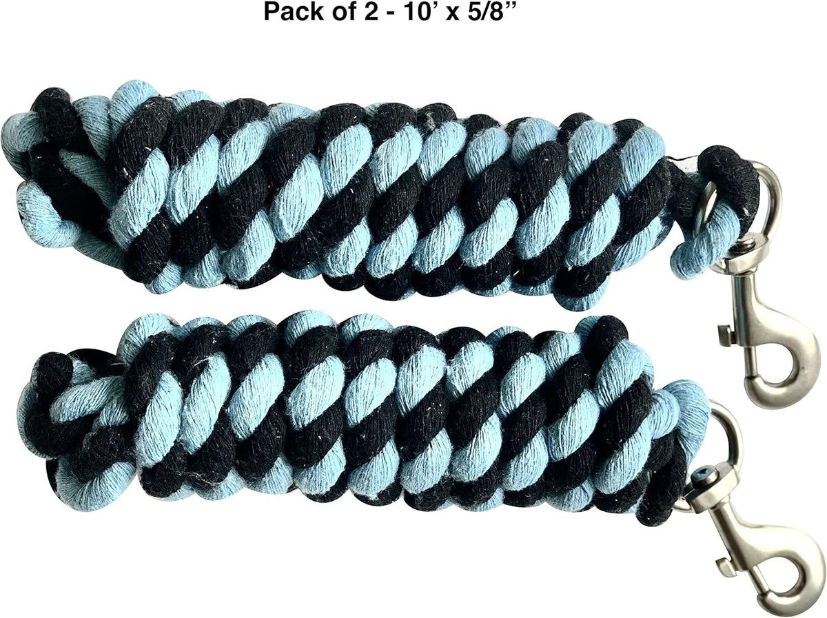 Majestic Ally Pack of 2 Solid Cotton Lead Rope for Horses & Livestock – 10 Foot Long and 5/8 inch