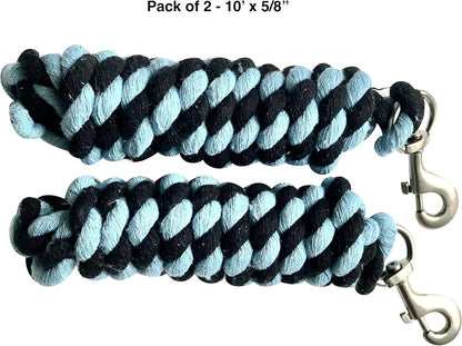 Majestic Ally Pack of 2 Solid Cotton Lead Rope for Horses & Livestock – 10 Foot Long and 5/8 inch