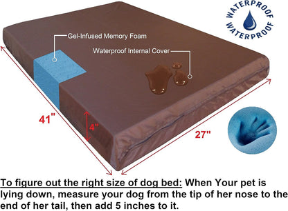 Dogbed4less Large Orthopedic Memory Foam Dog Bed for Medium to Large Dogs with Durable Waterproof