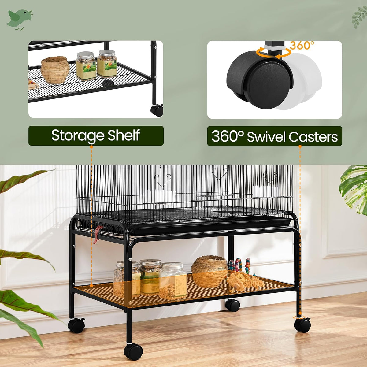 Yaheetech 53'' Large Bird Cage Budgie Cage for Parakeets Cockatiels Conures Lovebirds Parrots with