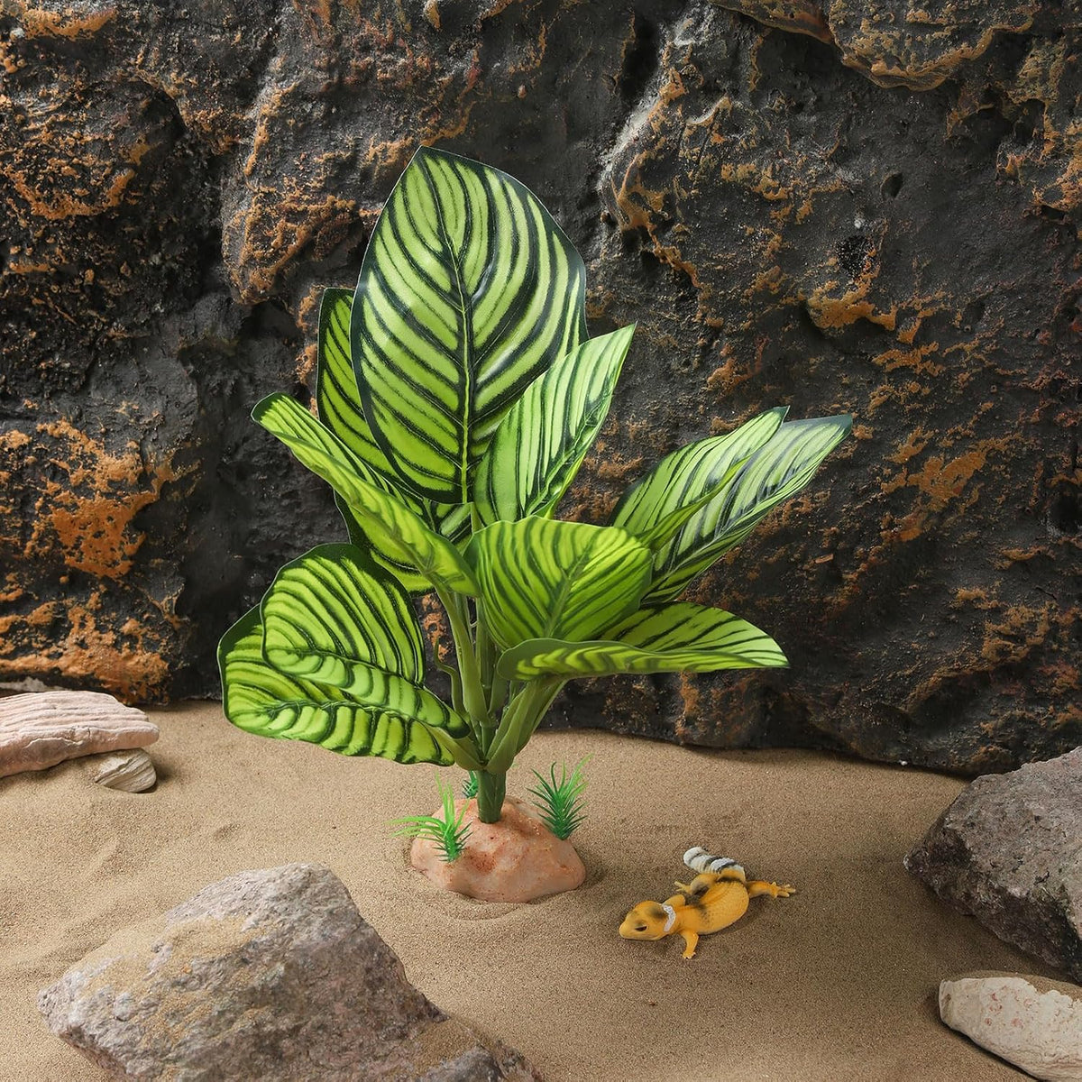 IBWell Reptile Terrarium Plants - Tortoise Habitat Accessories, Artificial Spider Plant for Gecko