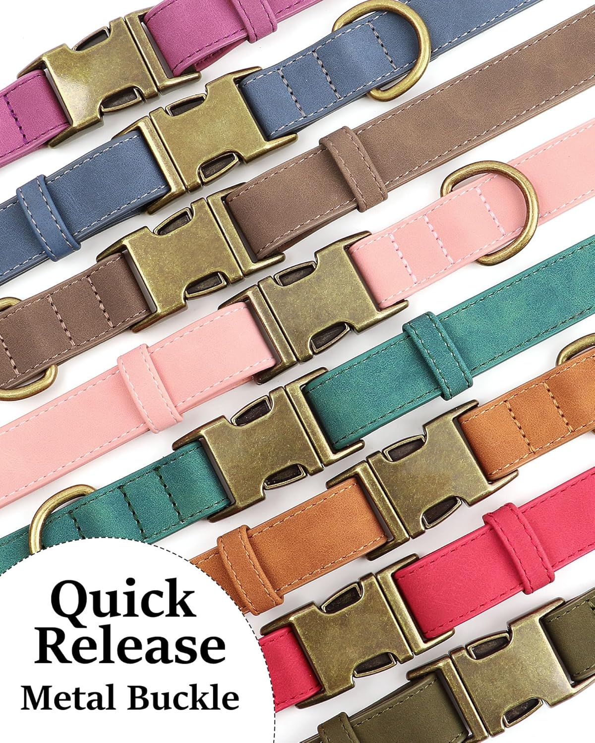 Didog Soft PU Leather Dog Collar, Stylish Quick Released Dog Collars for Small Dogs, Easy Clean