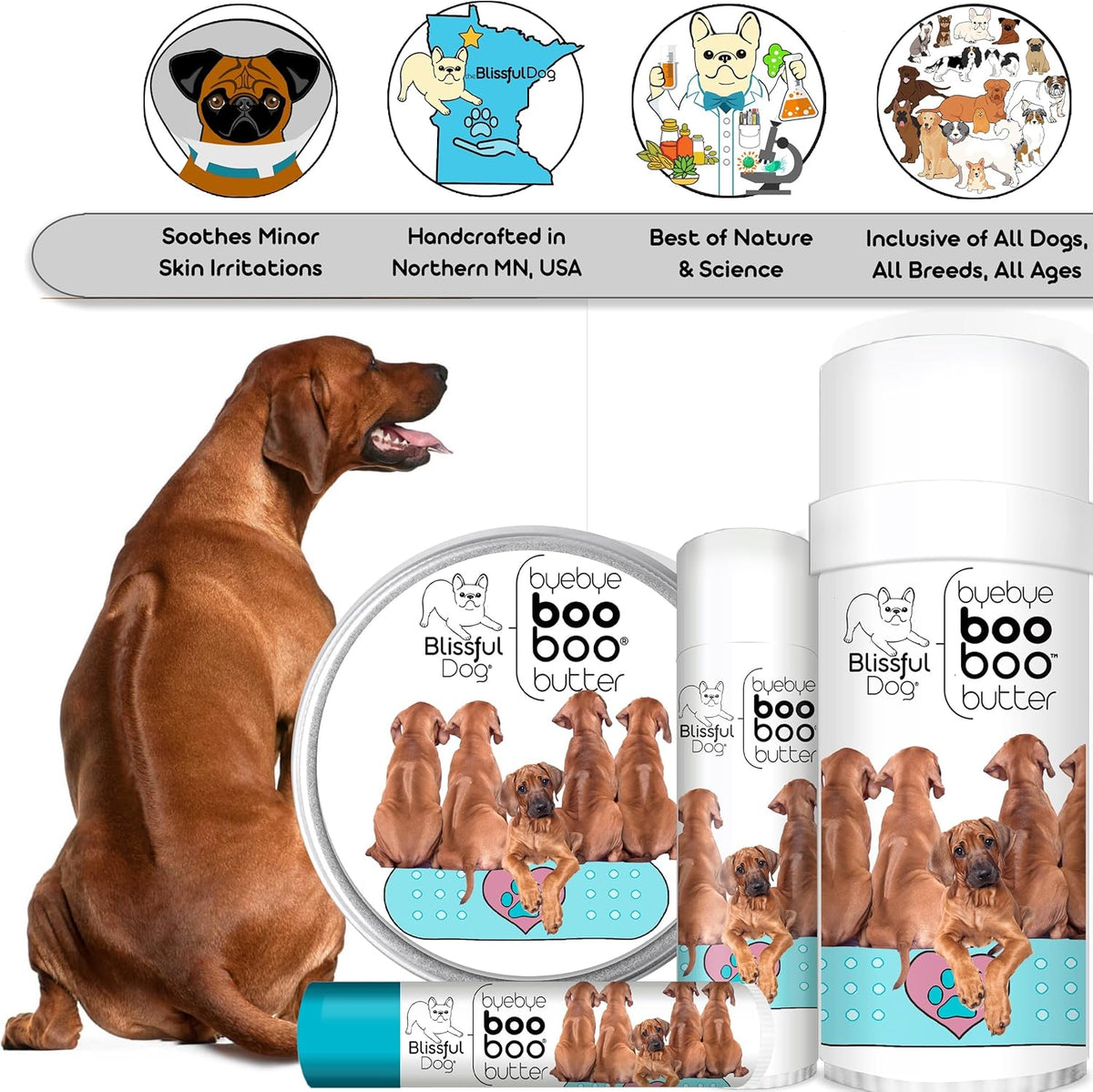 The Blissful Dog .50 oz Tube Rhodesian Ridgeback Booboo Butter