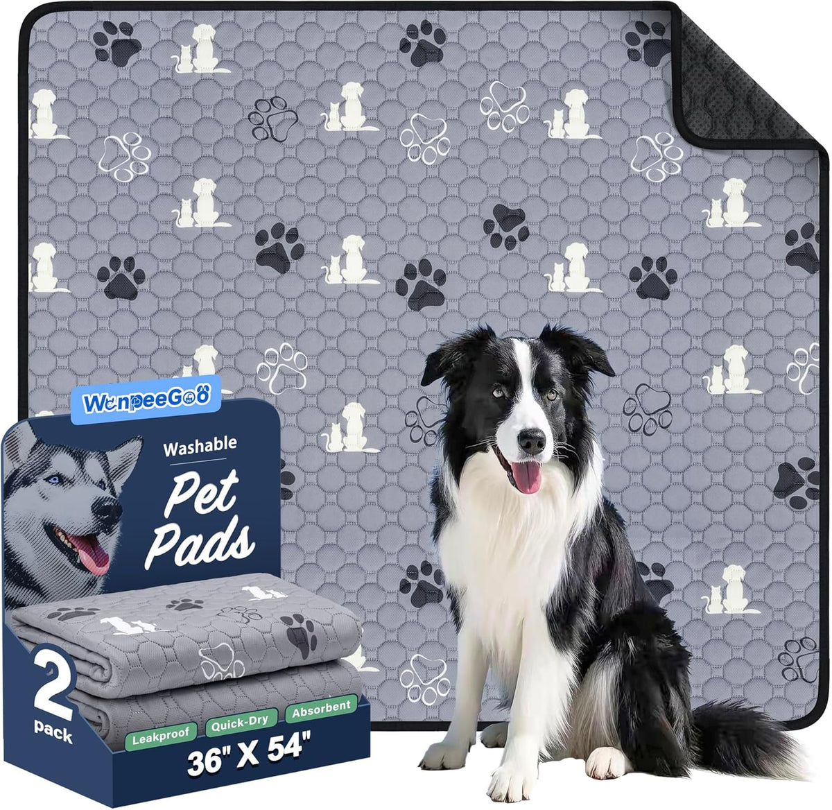 Washable Pee Pads, Puppy Pee Pad for Dogs, 2 Pack Absorbent Reusable Training Dog Pads Pet Puppy