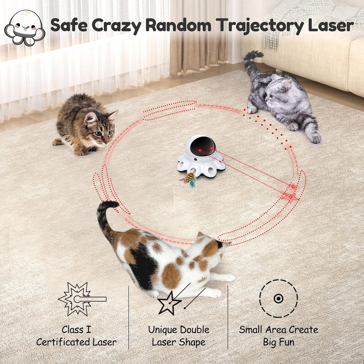 ORSDA Cat Laser Toy, 2-in-1 Interactive Automatic Motion Activated Moving 8 Holes Whack A Mole
