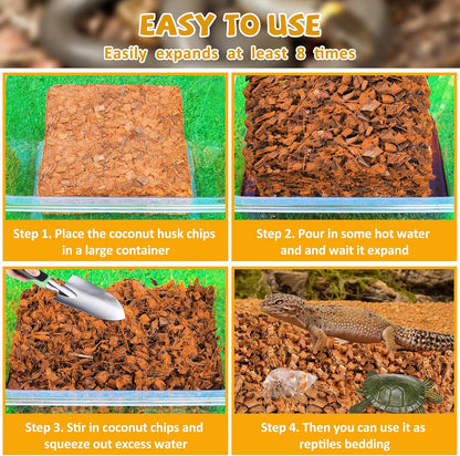 Legigo 10LBS Coconut Chip Substrate for Reptiles, 72QT Natural Coco Husk Chip Reptiles Bedding