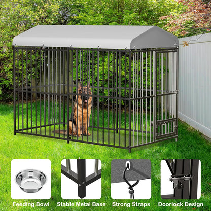 8x4x6 FT Outdoor Dog Kennel,Heavy-Duty Enclosures Outside with UV-Resistant Waterproof Roof Cover