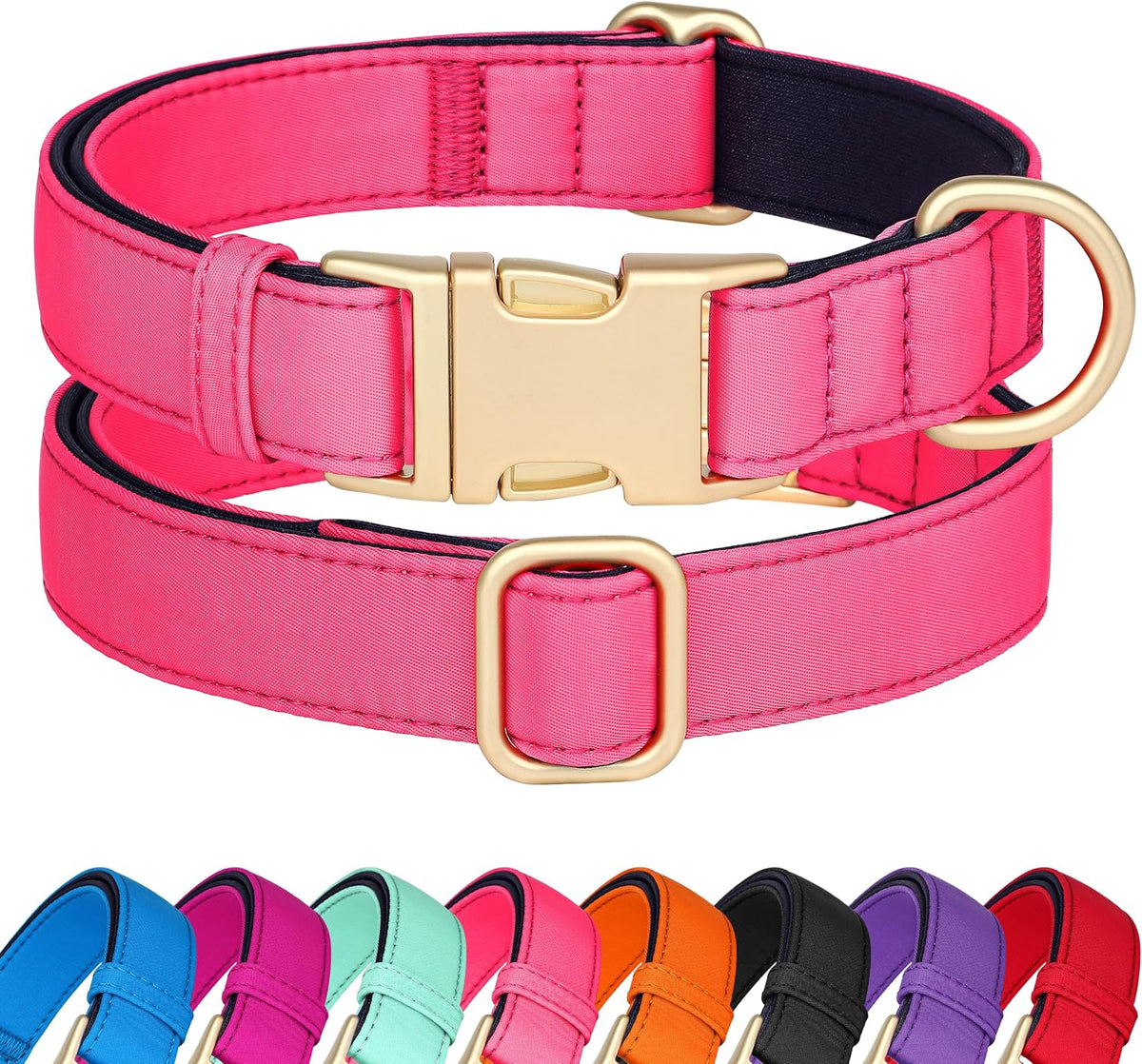 Didog Soft Padded Dog Collars for Medium Dogs, Colorful and Durable Dog Collar with Quick Release