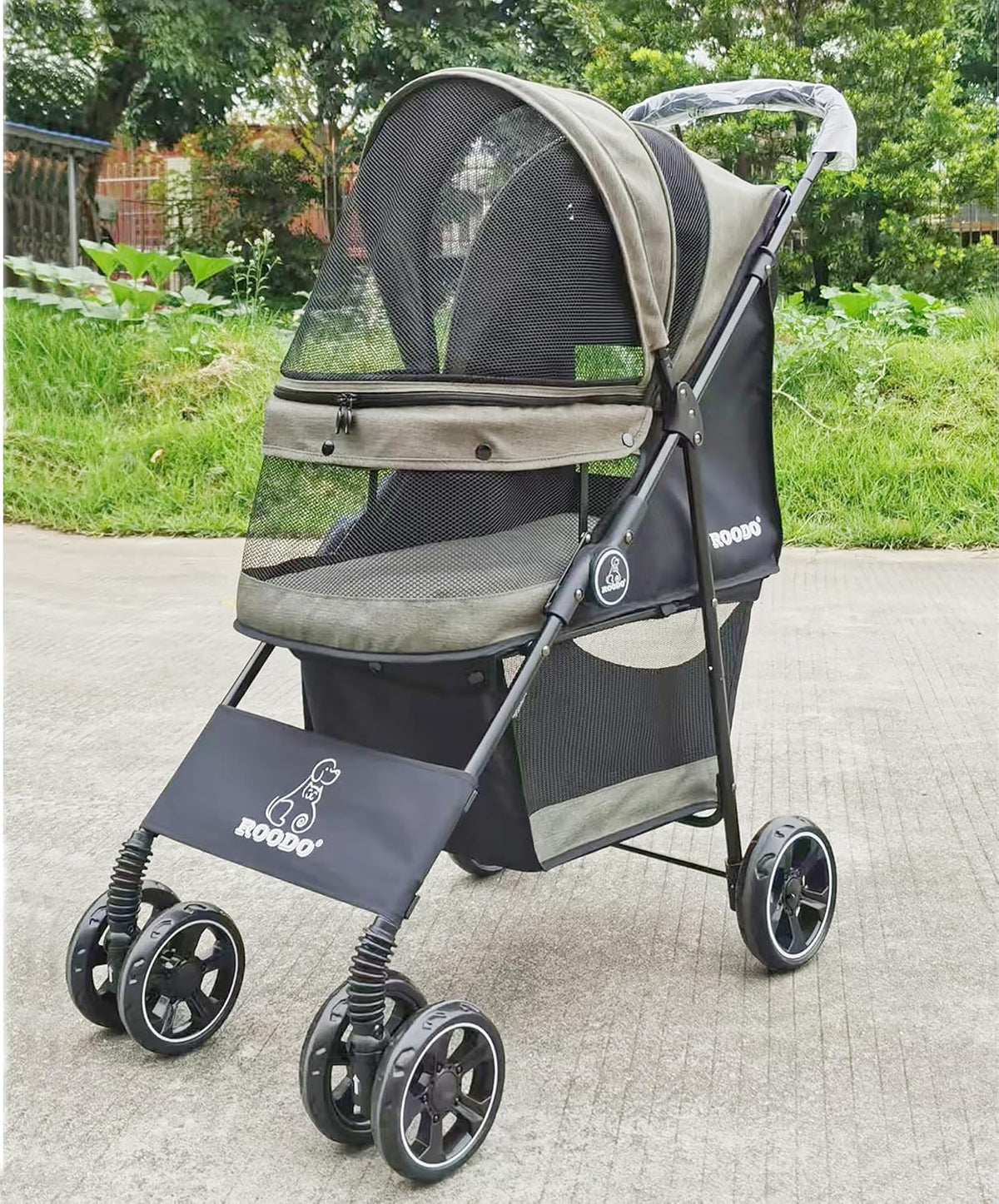 ROODO 4 Wheel Dog Cat Pet Stroller Best Lightweight Foldable Compact Portable Jogger All Terrain