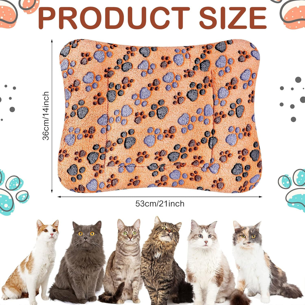 4 Pack Ultra Soft Dog Cat Bed Mat with Cute Prints Reversible Fleece Dog Crate Kennel Pad Cozy