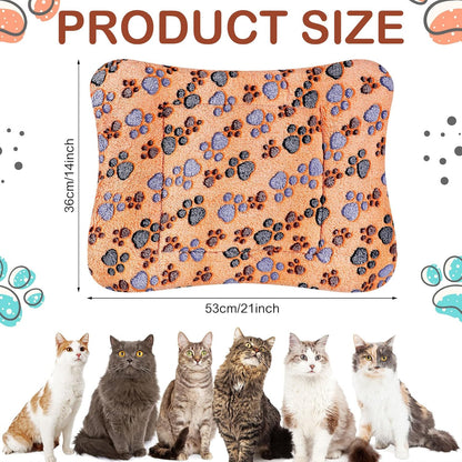 4 Pack Ultra Soft Dog Cat Bed Mat with Cute Prints Reversible Fleece Dog Crate Kennel Pad Cozy