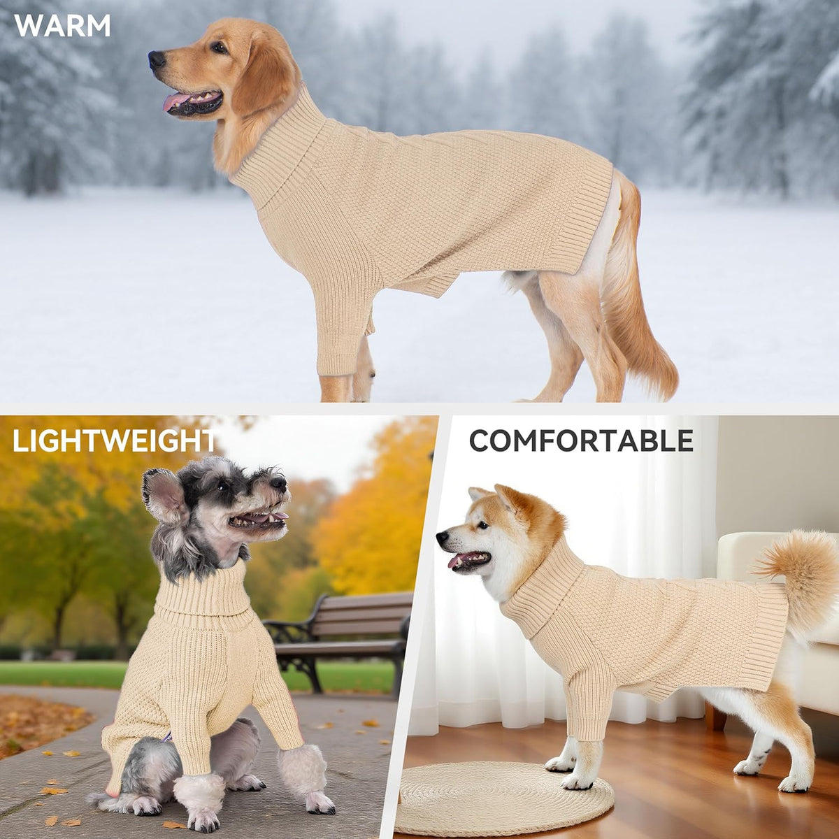 cyeollo 4XL Dog Sweater,Pullover Turtleneck for Large Dogs Classic Knitwear Fall Winter Cold