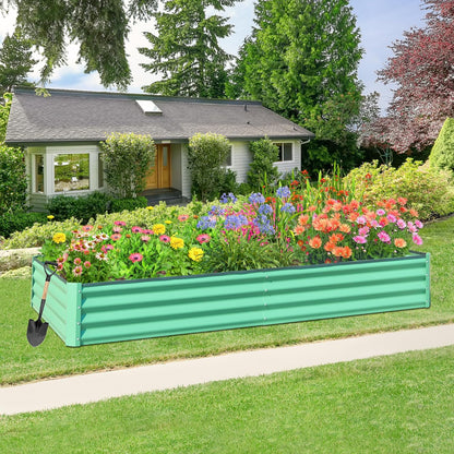 Domi Galvanized Raised Garden Bed, 6x3x1Ft Thickening Metal Planter Box for Vegetables Bottomless