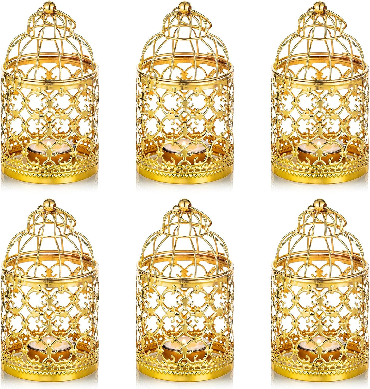 6 Pcs Small Metal Tealight Hanging Birdcage Lantern, Vintage Decorative Centerpieces of Wedding