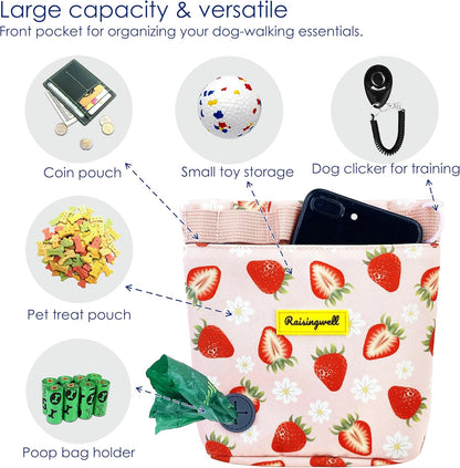 Dog Treat Pouch for Pet Walking and Training with Clicker 2 Cup Silicone Bag Small Fanny Pack