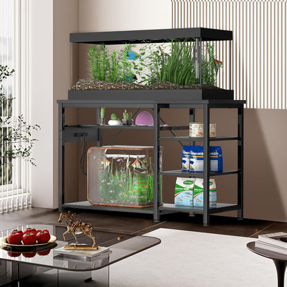 55-75 Gallon Fish Tank Stand: Heavy Duty Aquarium Stand with Power Outlets and Cabinet for Fish