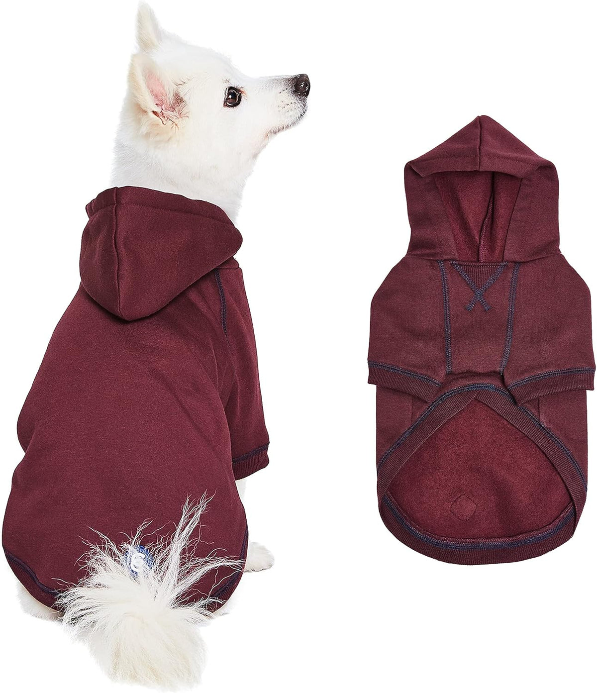 Blueberry Pet Essentials Hoodie – 26″ Cotton‑Blend Sweatshirt with Hood, Burgundy Red