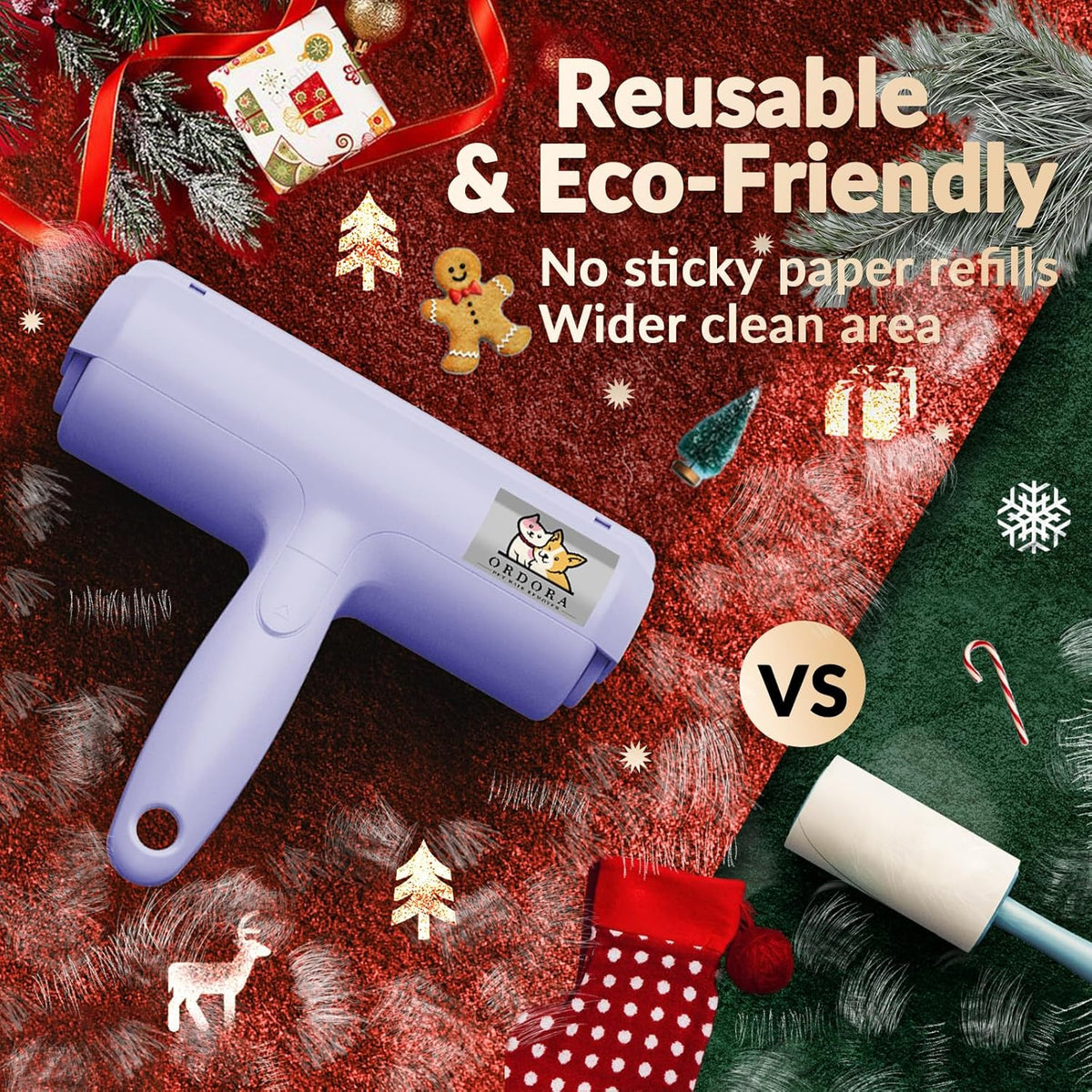 ORDORA Pet Hair Remover for Couch, Reusable Dog Hair Remover Roller for Dog & Cat, Self-Cleaning