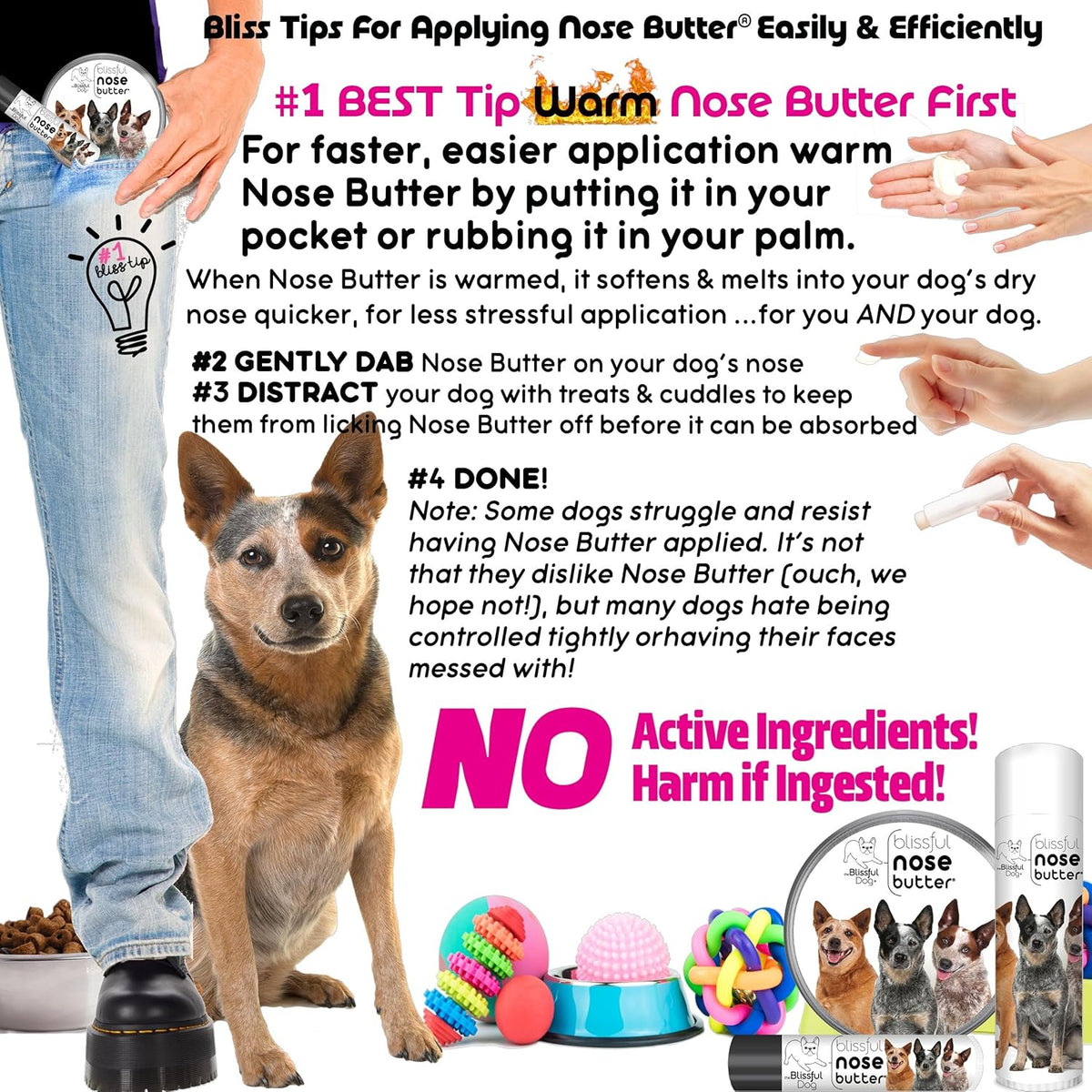 The Blissful Dog Australian Cattle Dog Unscented Nose Butter - Dog Nose Butter, 4 Ounce