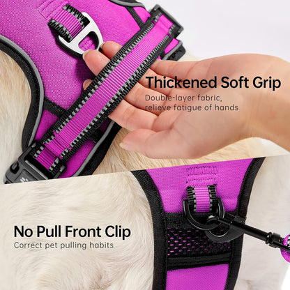 NESTROAD No Pull Dog Harness,Adjustable Oxford Dog Vest Harness with Leash,Reflective No-Choke Pet