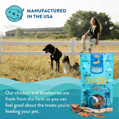 Chicken & Blueberry Chips – 2 Simple Ingredient Dog Treats, All Natural & Healthy Training Snacks