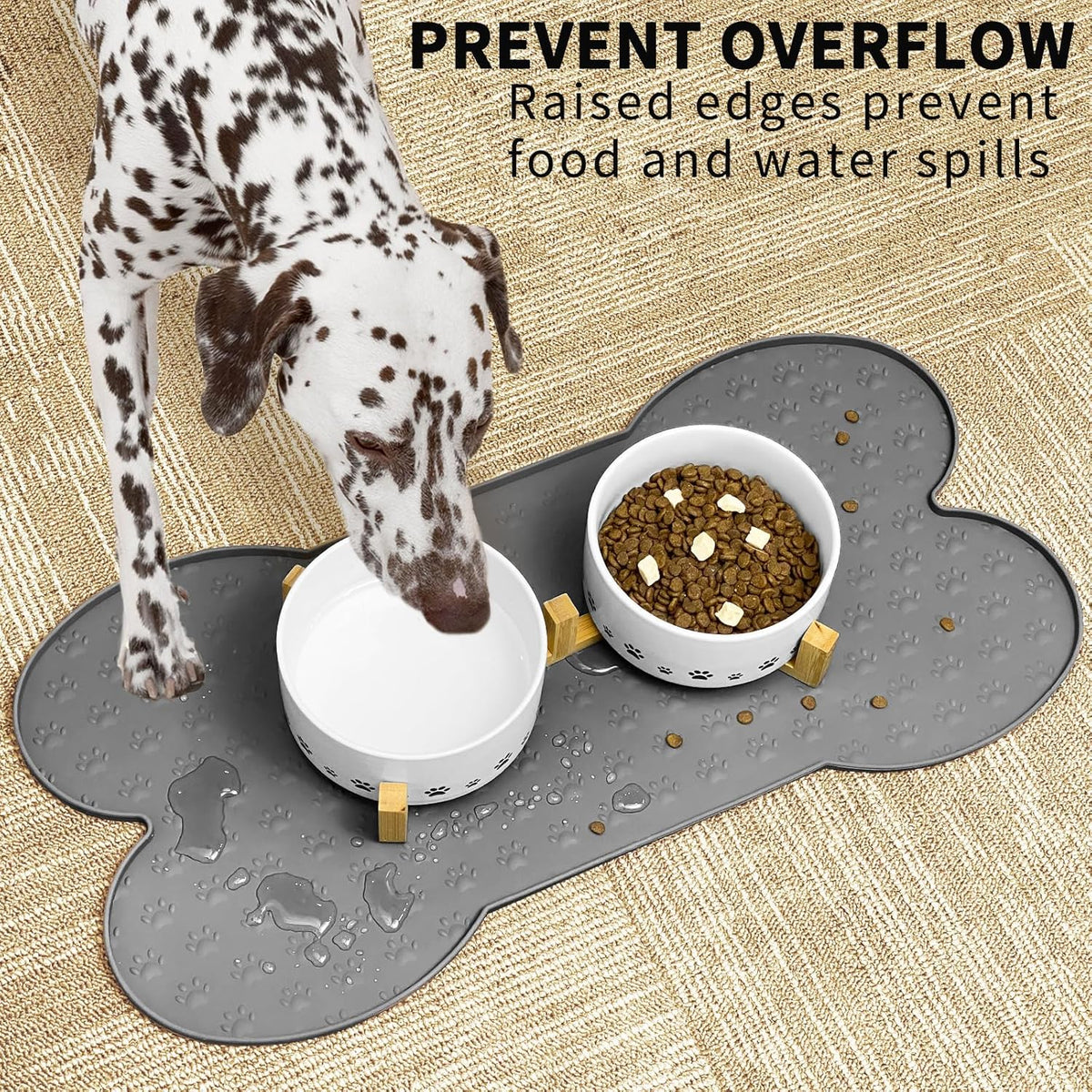 Dog Food Mat Anti-Slip Silicone Dog Bowl Mat Thicker Pet Placemat Waterproof Cat Feeder Pad with